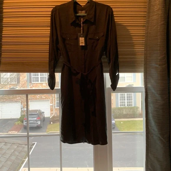 universal thread shirt dress Women's Long Sleeve Button-Down Midi Shirtdress